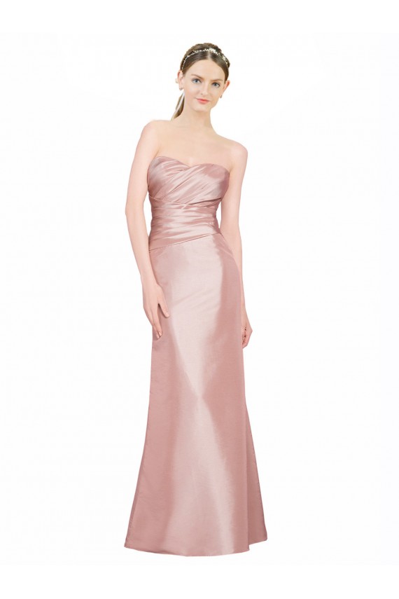 Long Sleeveless Stretch Satin Sweetheart A-Line Formal Evening Gown / Prom Dress / Bridesmaid Dress Colchester