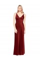 Long Sleeveless Stretch Satin Burgundy A-Line Formal Evening Gown / Prom Dress / Bridesmaid Dress Colchester