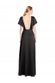 Long Cap Sleeves Stretch Satin Black A-Line Bridesmaid Dress / Evening Dress Colchester