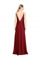 Long Sleeveless Stretch Satin Burgundy V-Neck A-Line Black Tie Evening Gown / Prom Dress / Bridesmaid Dress Colchester