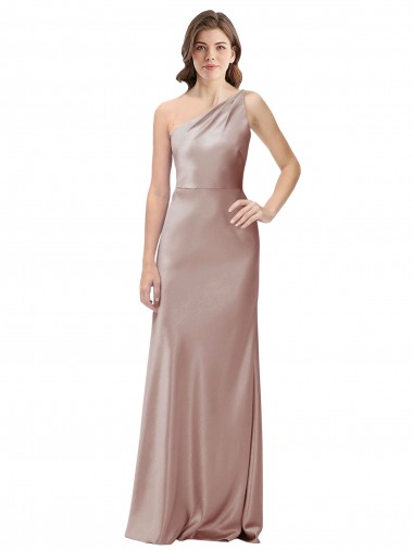 Long Sleeveless Stretch Satin Dusty Pink Sheath Formal Evening Gown / Prom Dress / Bridesmaid Dress Colchester