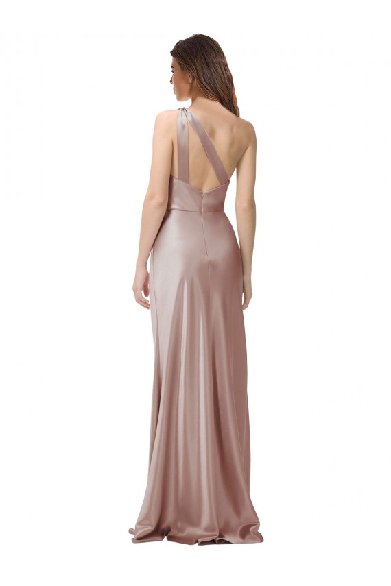 Long Sleeveless Stretch Satin Dusty Pink Sheath Formal Evening Gown / Prom Dress / Bridesmaid Dress Colchester