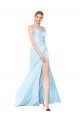 Long Sleeveless Stretch Satin Light Sky Blue Mermaid Formal Evening Gown / Prom Dress / Bridesmaid Dress Colchester