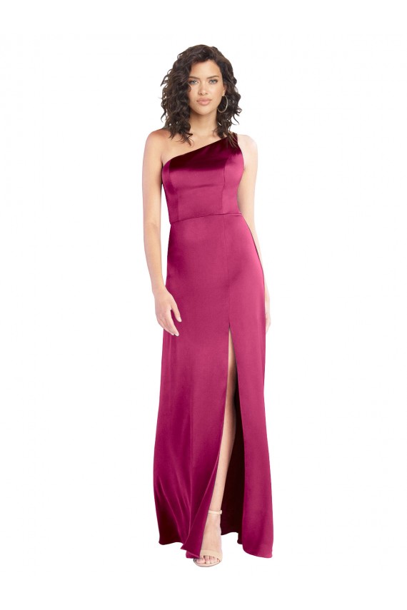 Long Sleeveless Stretch Satin Fuchsia A-Line Formal Evening Gown / Prom Dress / Bridesmaid Dress Colchester