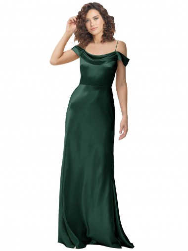Long Sleeveless Stretch Satin Hunter Off the Shoulder A-Line Formal Evening Gown / Prom Dress / Bridesmaid Dress Colchester