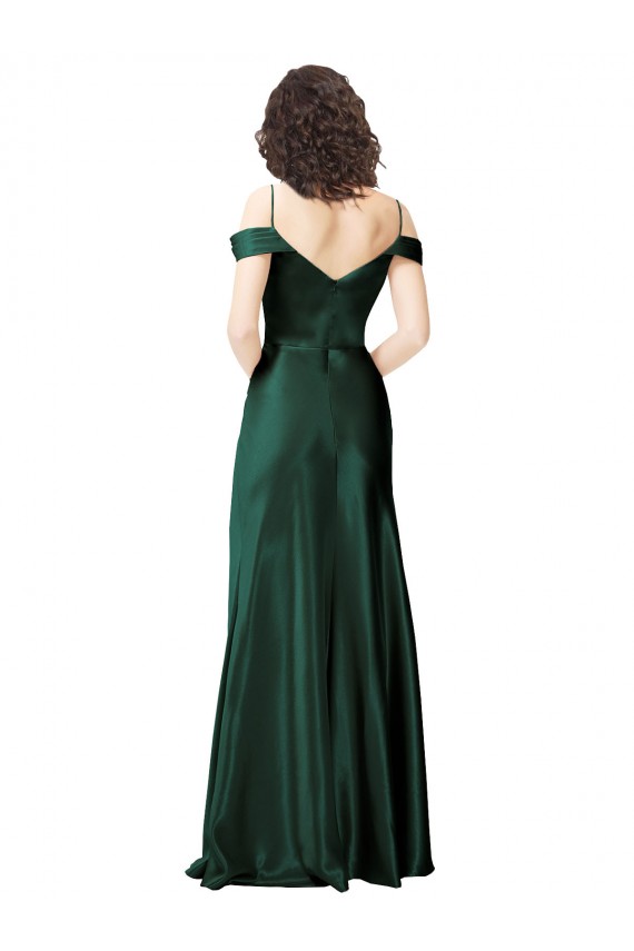 Long Sleeveless Stretch Satin Hunter Off the Shoulder A-Line Formal Evening Gown / Prom Dress / Bridesmaid Dress Colchester