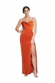 Sweep Train Sleeveless Stretch Satin Rust Sheath Formal Evening Gown / Prom Dress / Bridesmaid Dress Colchester