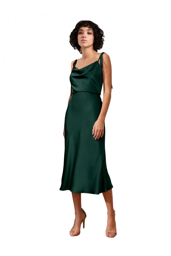 Midi Length Sleeveless Stretch Satin Hunter Sheath Black Tie Evening Gown / Prom Dress / Bridesmaid Dress Colchester