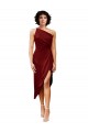 Midi Length Sleeveless Stretch Satin Burgundy Sheath Black Tie Evening Gown / Prom Dress / Bridesmaid Dress Colchester