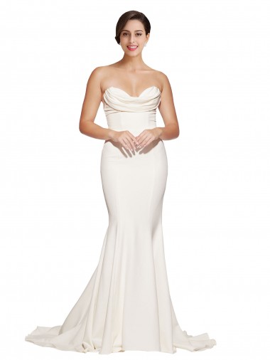 Sweep Train Sleeveless Stretch Satin Ivory Mermaid Formal Evening Gown / Prom Dress / Bridesmaid Dress Colchester