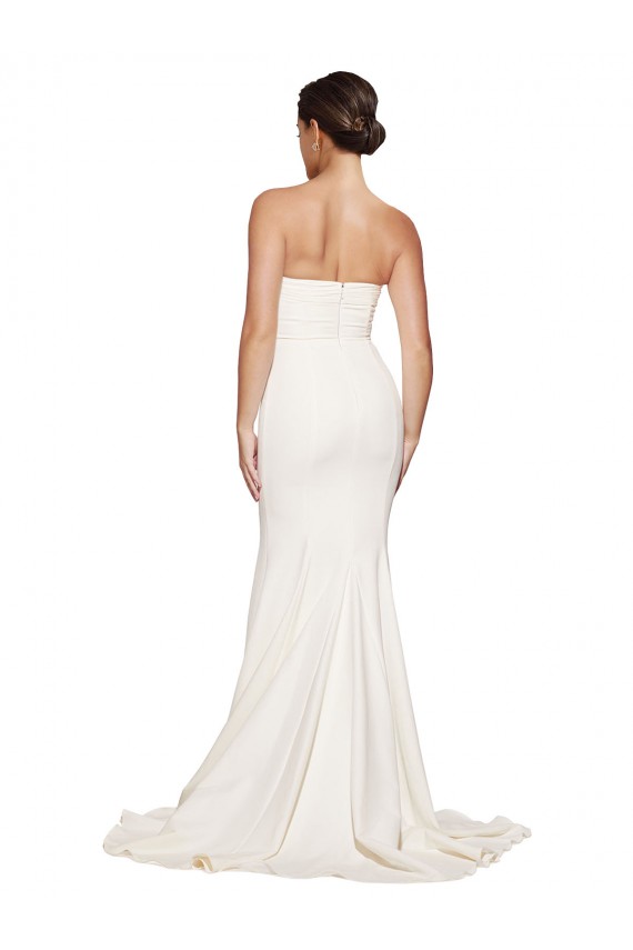 Sweep Train Sleeveless Stretch Satin Ivory Mermaid Formal Evening Gown / Prom Dress / Bridesmaid Dress Colchester