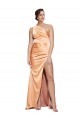 Long Sleeveless Stretch Satin Light Copper Sheath Formal Evening Gown / Prom Dress / Bridesmaid Dress Colchester