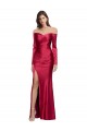 Long Long Sleeves Stretch Satin Dark Red Sheath Formal Evening Gown / Prom Dress / Bridesmaid Dress Colchester