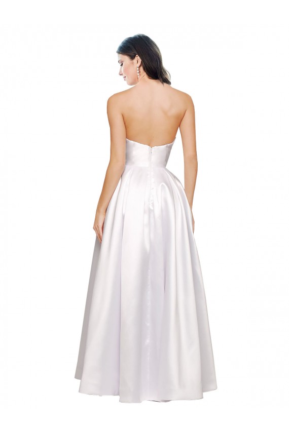 Long Sleeveless Stretch Satin White A-Line Formal Evening Gown / Prom Dress / Bridesmaid Dress Colchester