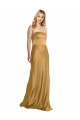 Long Sleeveless Stretch Satin Gold Strapless A-Line Formal Evening Gown / Prom Dress / Bridesmaid Dress Colchester