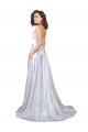 Long Sleeveless Stretch Satin White A-Line Beach Wedding Dress Colchester