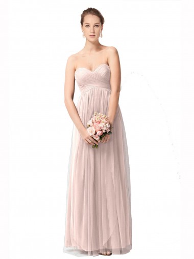 Long Cap Sleeves Tulle Vintage Rose A-Line Bridesmaid Dress Colchester