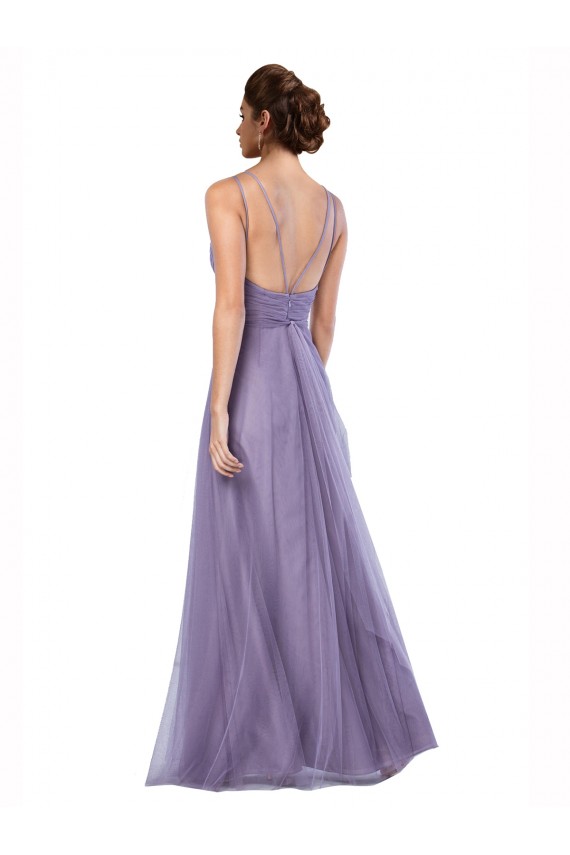 Long Sleeveless Tulle Watermelon Spaghetti Straps A-Line Bridesmaid Dress Colchester
