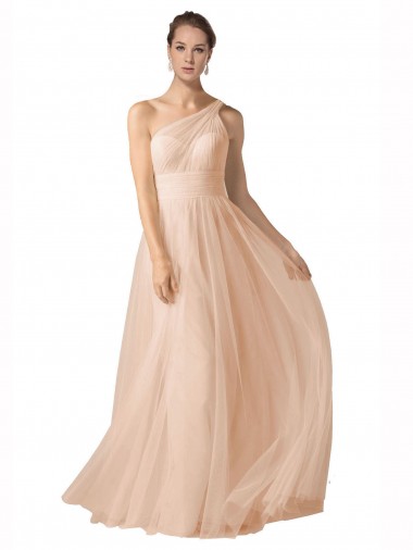 Long Sleeveless Tulle Nude A-Line Formal Dress / Bridesmaid Dress Colchester
