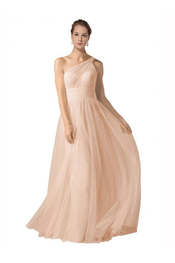 Long Sleeveless Tulle Nude A-Line Formal Dress / Bridesmaid Dress Colchester