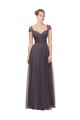 Long Cap Sleeves Tulle Pewter A-Line Bridesmaid Dress Colchester
