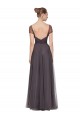 Long Cap Sleeves Tulle Pewter A-Line Bridesmaid Dress Colchester
