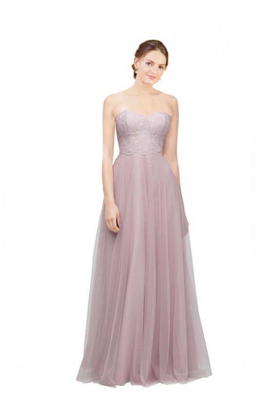 Long Sleeveless Tulle & Lace Light Lilac A-Line Bridesmaid Dress / Evening Dress Colchester