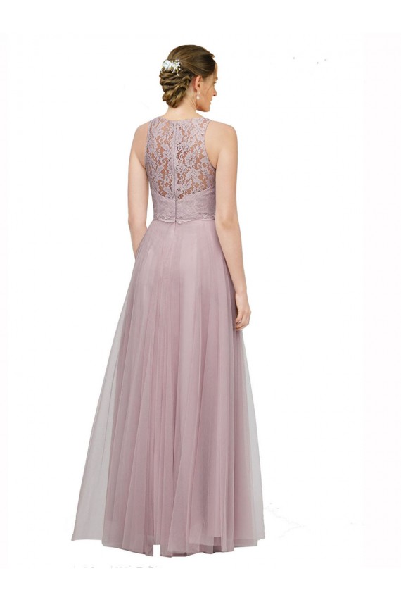 Long Sleeveless Tulle & Lace Light Lilac A-Line Bridesmaid Dress Colchester