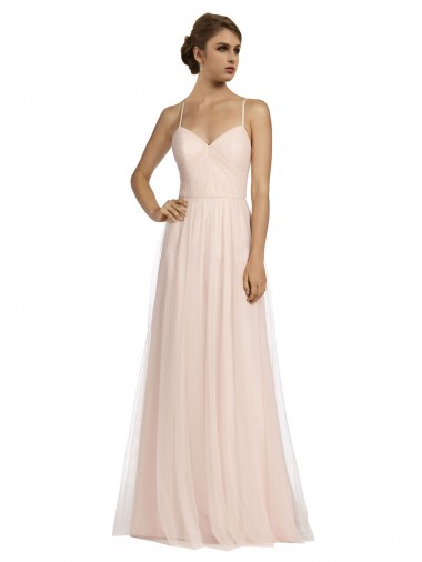 Long Sleeveless Tulle Pink A-Line Bridesmaid Dress Colchester