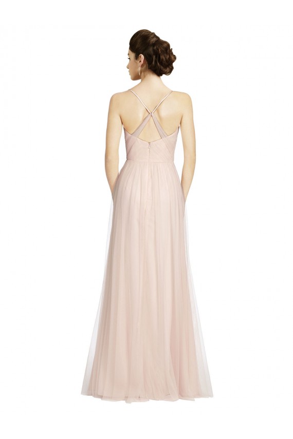 Long Sleeveless Tulle Pink A-Line Bridesmaid Dress Colchester