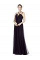Long Sleeveless Tulle Black Spaghetti Straps A-Line Bridesmaid Gown Colchester