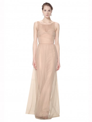 Long Sleeveless Tulle Blush Sheath Bridesmaid Dress Colchester