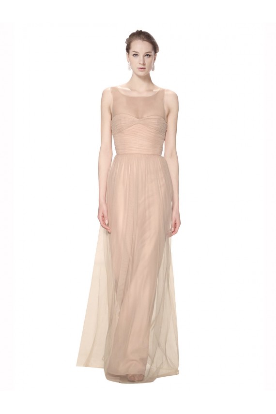 Long Sleeveless Tulle Blush Sheath Bridesmaid Dress Colchester