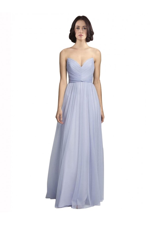 Long Sleeveless Tulle Lilac A-Line Bridesmaid Dress Colchester