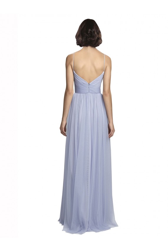 Long Sleeveless Tulle Lilac A-Line Bridesmaid Dress Colchester