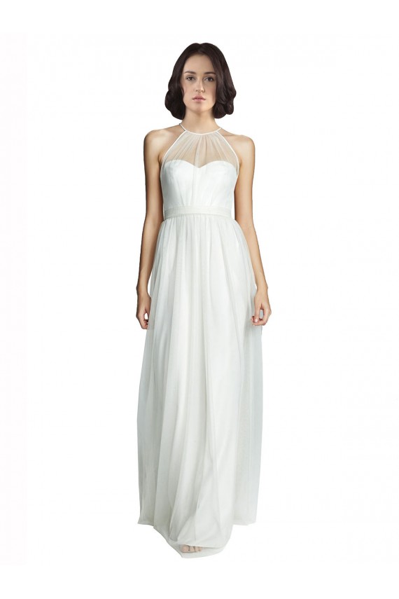 Long Sleeveless Tulle White A-Line Bridesmaid Dress Colchester