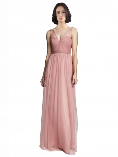 Long Sleeveless Tulle Rose Pink A-Line Bridesmaid Dress Colchester