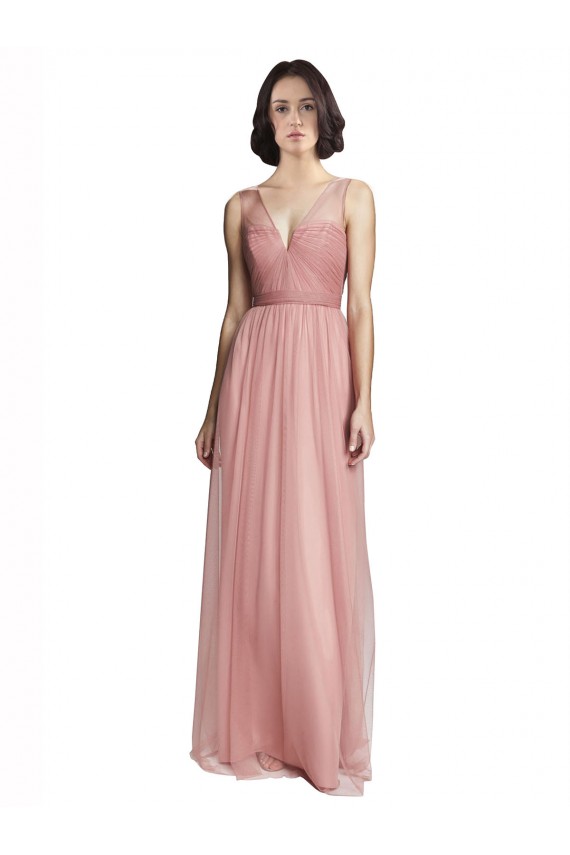 Long Sleeveless Tulle Rose Pink A-Line Bridesmaid Dress Colchester
