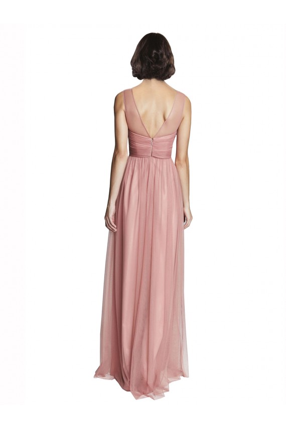 Long Sleeveless Tulle Rose Pink A-Line Bridesmaid Dress Colchester