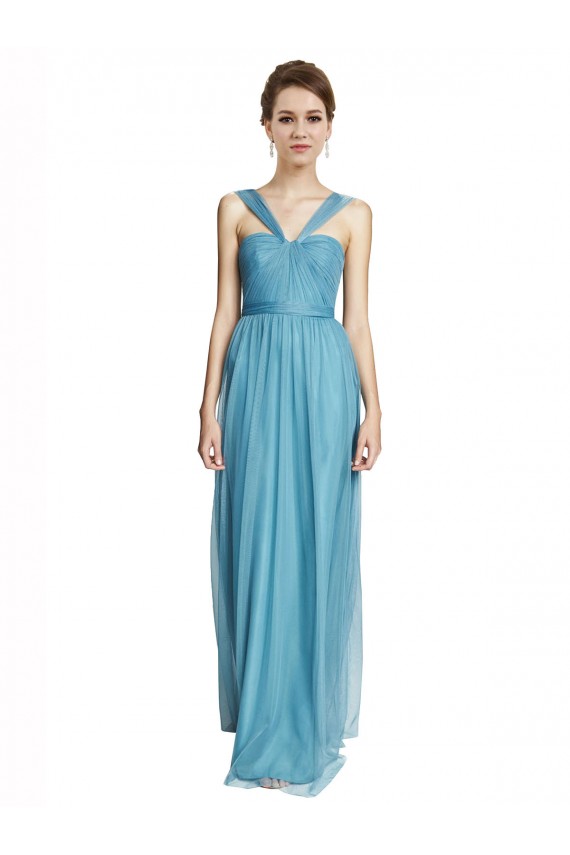 Long Sleeveless Tulle Sky Blue A-Line Bridesmaid Dress Colchester