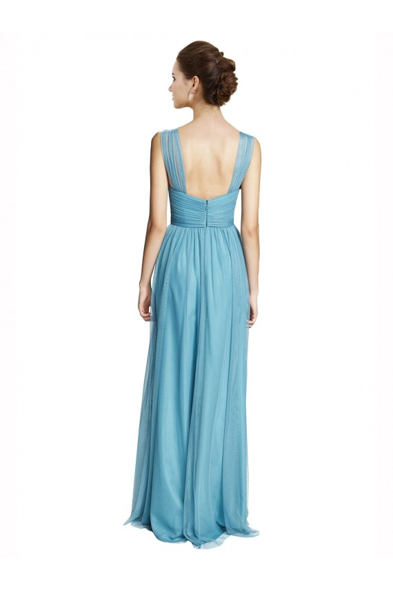 Long Sleeveless Tulle Sky Blue A-Line Bridesmaid Dress Colchester
