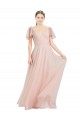 Long Flutter Sleeves Tulle Pink A-Line Formal Dress / Bridesmaid Dress Colchester