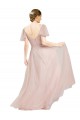 Long Flutter Sleeves Tulle Pink A-Line Formal Dress / Bridesmaid Dress Colchester