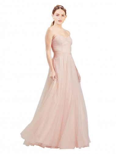 Long Sleeveless Tulle Pink A-Line Semi Formal Dress / Bridesmaid Dress Colchester