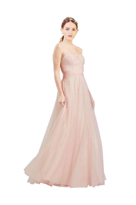 Long Sleeveless Tulle Pink A-Line Semi Formal Dress / Bridesmaid Dress Colchester