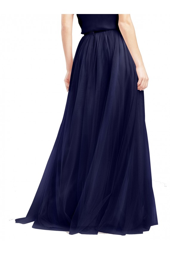 Long Sleeveless Tulle Navy Blue A-Line Semi Formal Evening Dress / Bridesmaid Dress Colchester