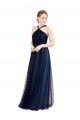 Long Sleeveless Tulle Navy Blue A-Line Bridesmaid Dress / Evening Dress Colchester