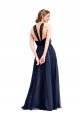 Long Sleeveless Tulle Navy Blue A-Line Bridesmaid Dress / Evening Dress Colchester