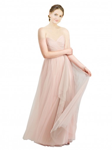 Long Sleeveless Tulle Pink A-Line Bridesmaid Dress / Evening Dress Colchester