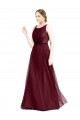 Long Sleeveless Tulle Burgundy Boat Neck A-Line Semi Formal Evening Dress / Bridesmaid Dress Colchester